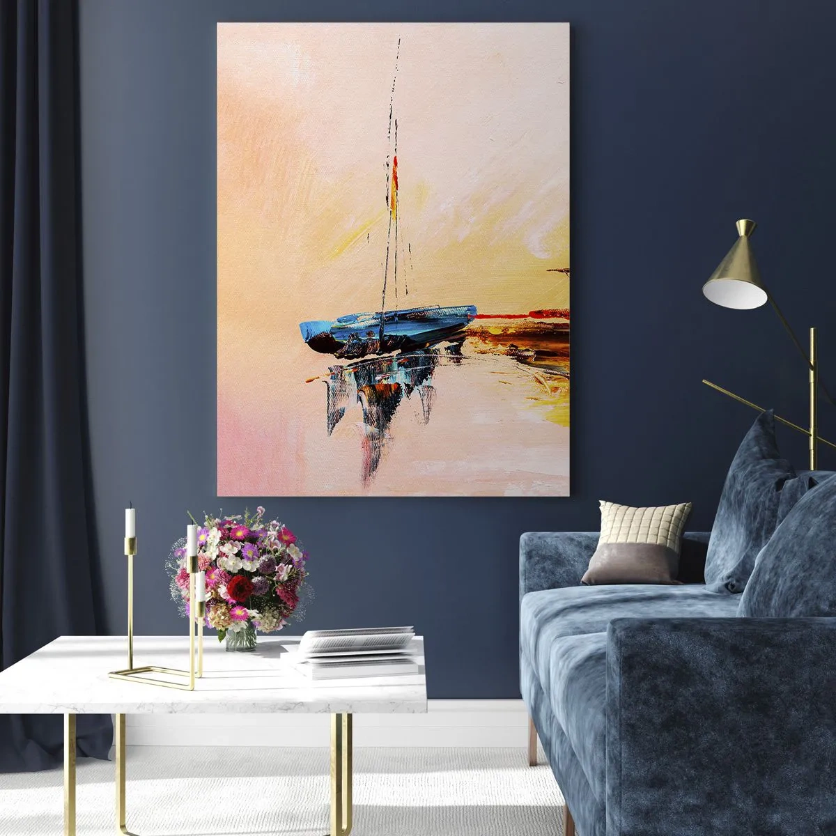 Billede på glas - En aften i havnen - 80x120 cm