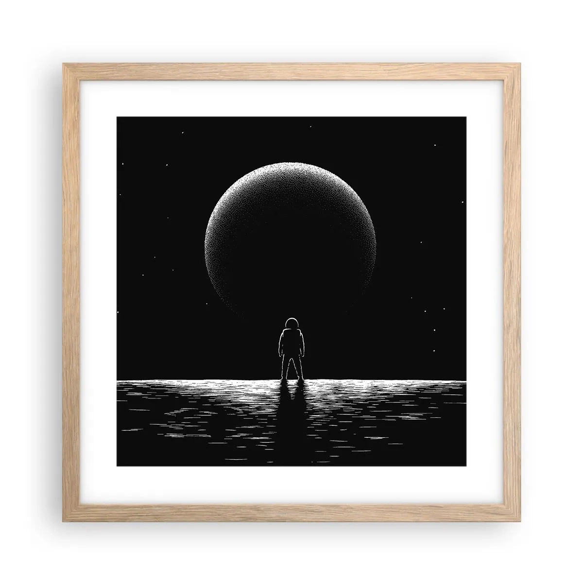 Plakat i ramme af lyst egetræ - Ansigt til ansigt - 40x40 cm