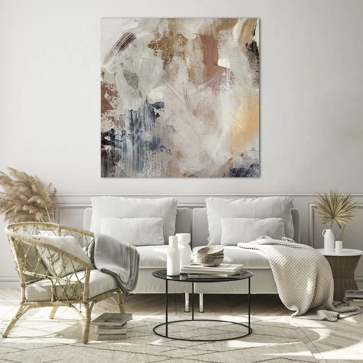 Billede på glas - Tågeagtig abstraktion - 60x60 cm