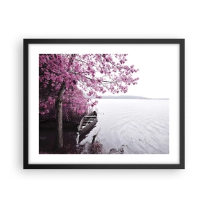 Plakat i sort ramme - I lyserød stilhed - 50x40 cm