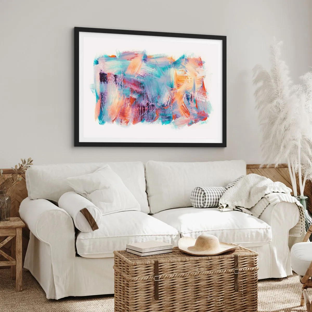 Plakat i sort ramme - Farverigt rod - 70x50 cm