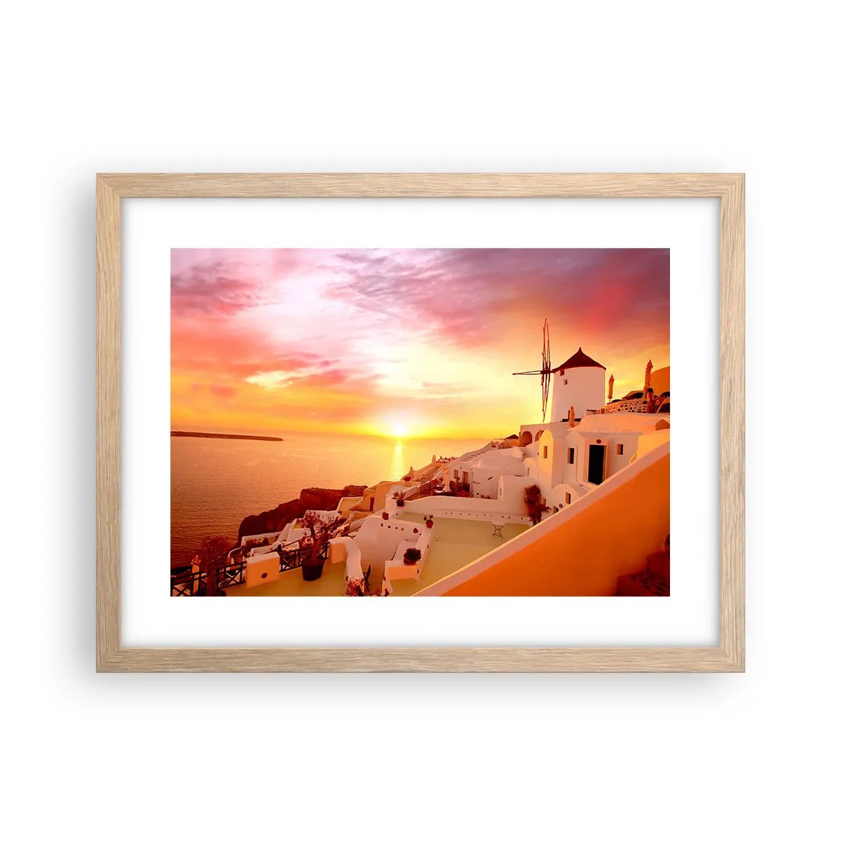 Plakat i ramme af lyst egetræ - Opløses i hvidt og guld - 40x30 cm