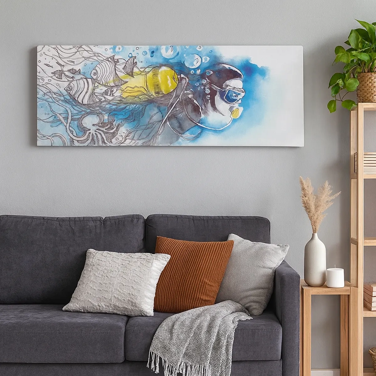 Lærredstryk - Billede på lærred - Stor blå - 30x30 cm