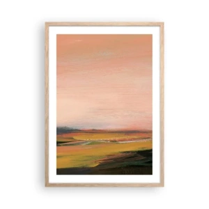 Plakat i ramme af lyst egetræ - I lyserøde toner - 50x70 cm