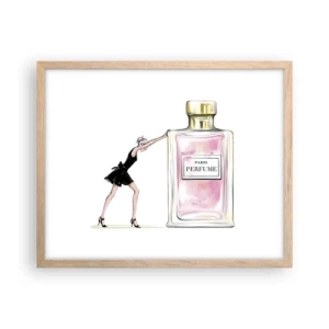 Plakat i ramme af lyst egetræ - Essensen af kvindelighed - 50x40 cm