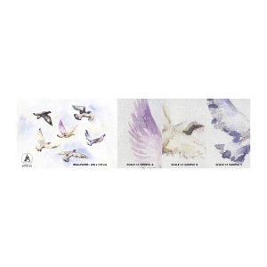 Prøve Fototapet Premium Canvas - Frihed i grå og blå - Fugle, Grafik, Stykke - 100x30 cm