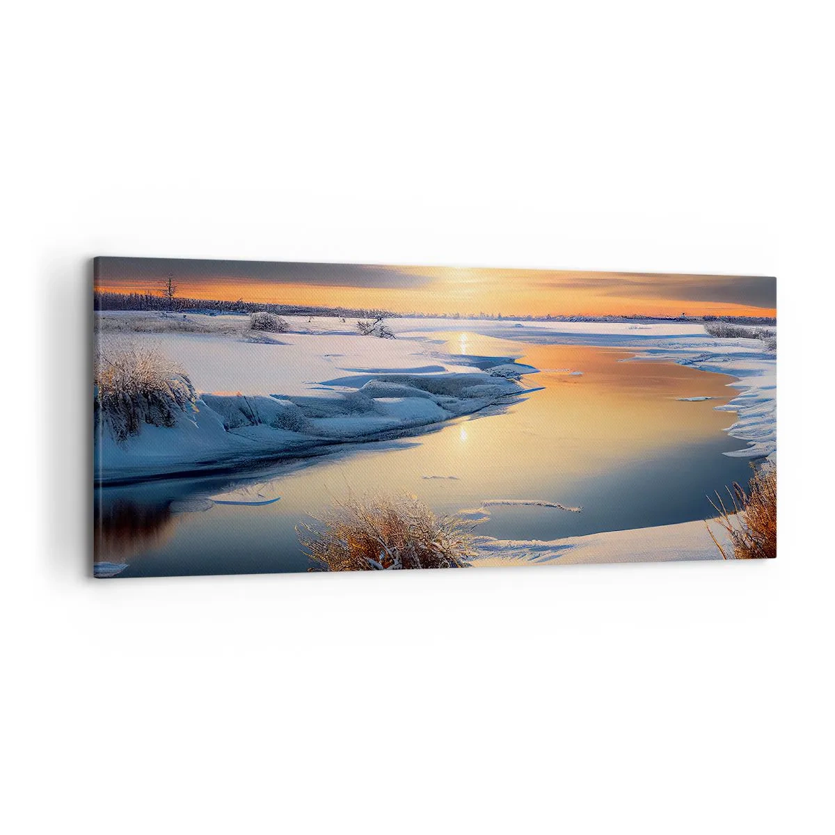 Lærredstryk - Billede på lærred - Vintersolnedgang - 120x50 cm