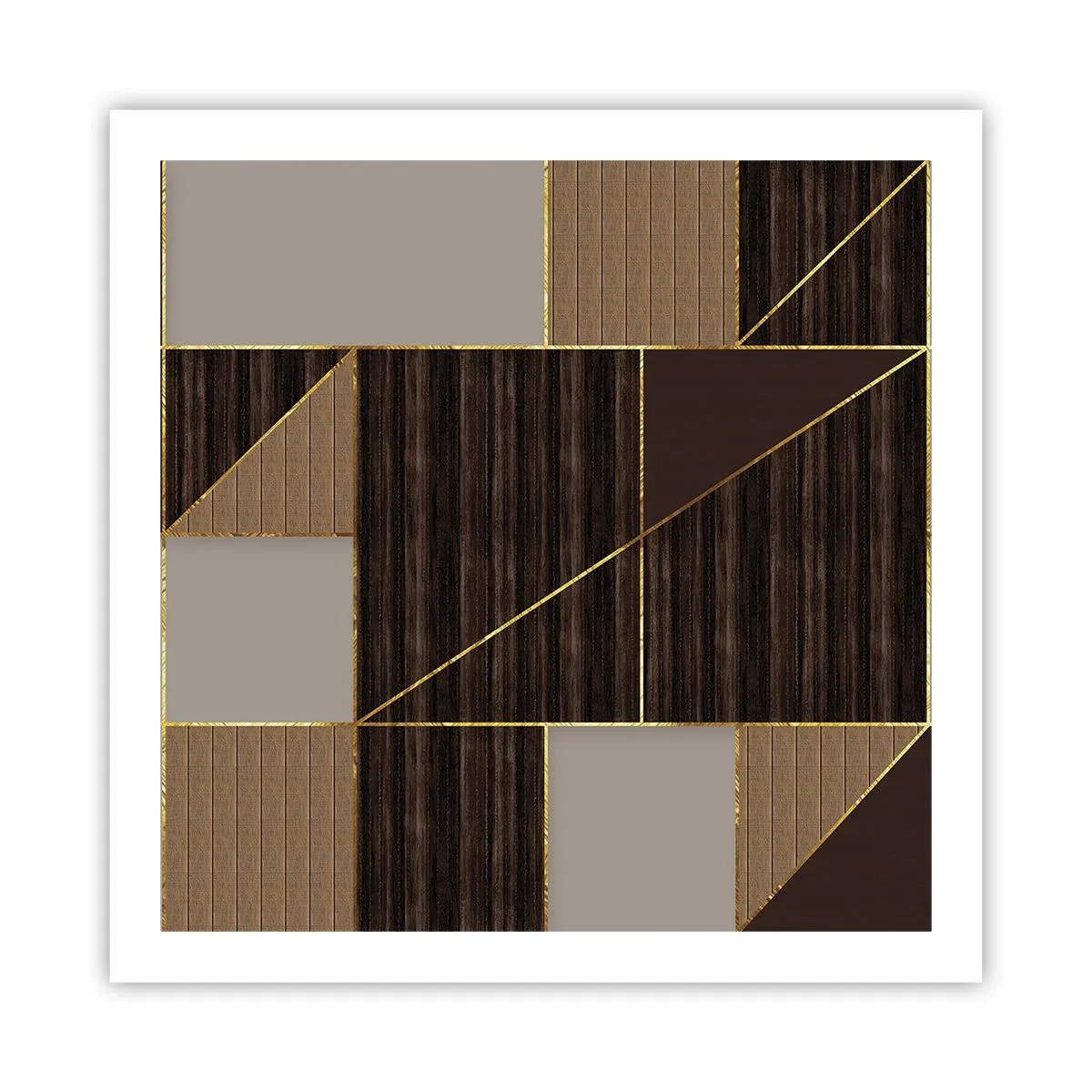 Plakat - En mosaik af brune og gyldne farver - 60x60 cm