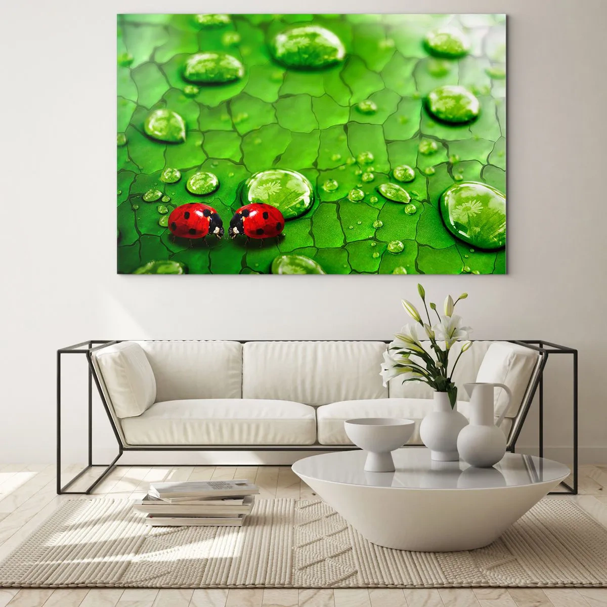 Billede på glas - Møde i det grønne - 120x80 cm