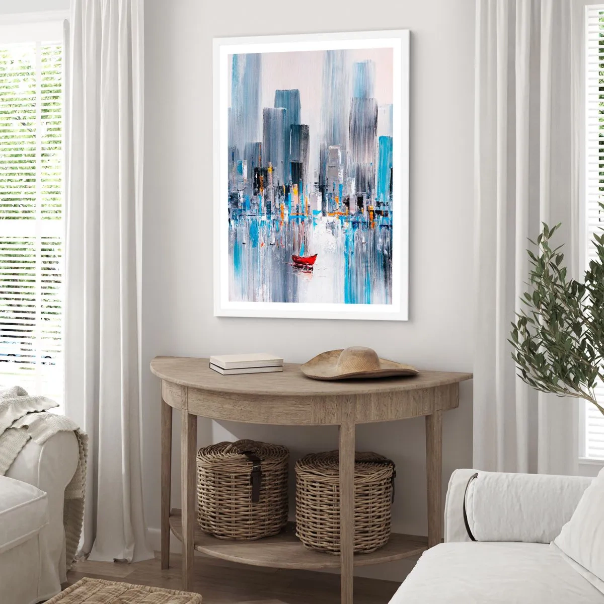 Plakat i hvid ramme - Metropolis ved bugten - 40x50 cm