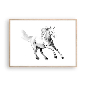 Plakat i ramme af lyst egetræ - Utæmmet sjæl - 100x70 cm