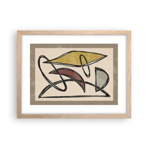 Plakat i ramme af lyst egetræ - Vertikaler og niveauer - 40x30 cm