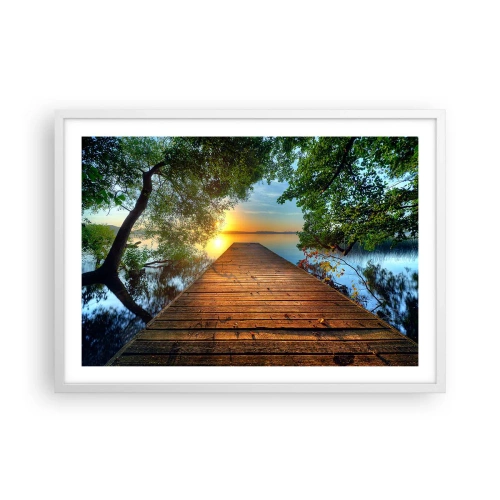 Plakat i hvid ramme - Tag dig god tid, sæt dig ned - 70x50 cm