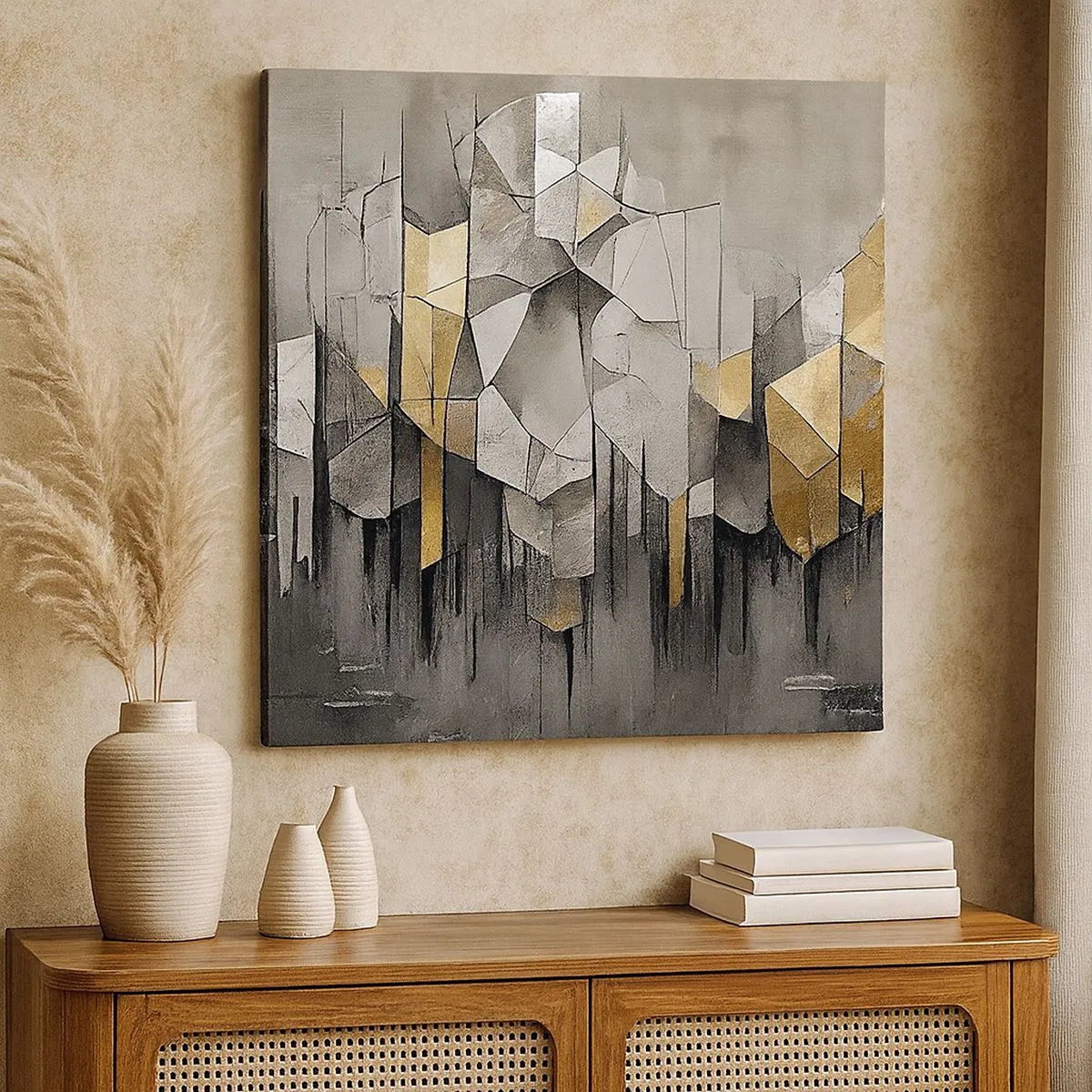 Lærredstryk - Billede på lærred - Komposition lavet af is og lys - 30x30 cm