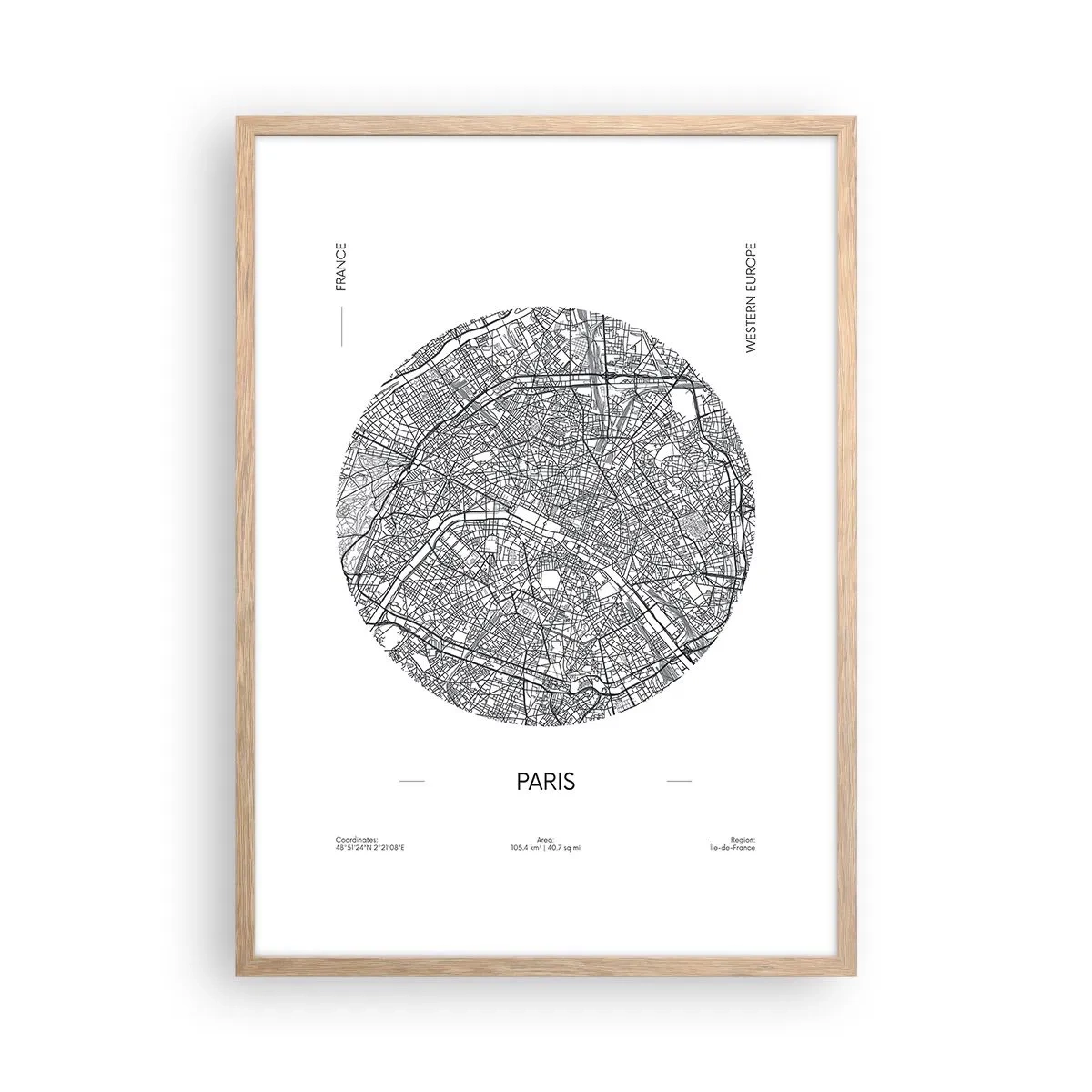 Plakat i ramme af lyst egetræ - Paris' anatomi - 50x70 cm