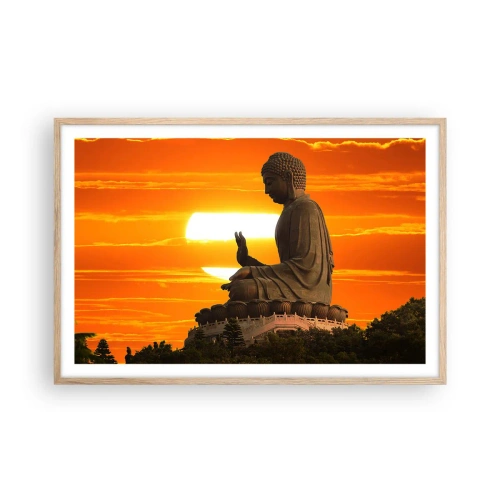 Plakat i ramme af lyst egetræ - Uden frygt for verden - 91x61 cm