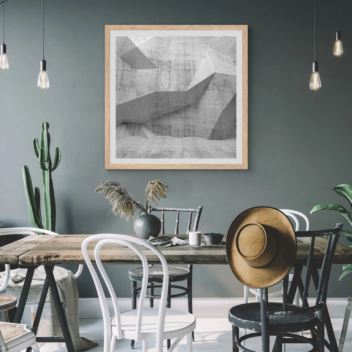 Plakat i ramme af lyst egetræ - En ægte udfordring - 50x50 cm