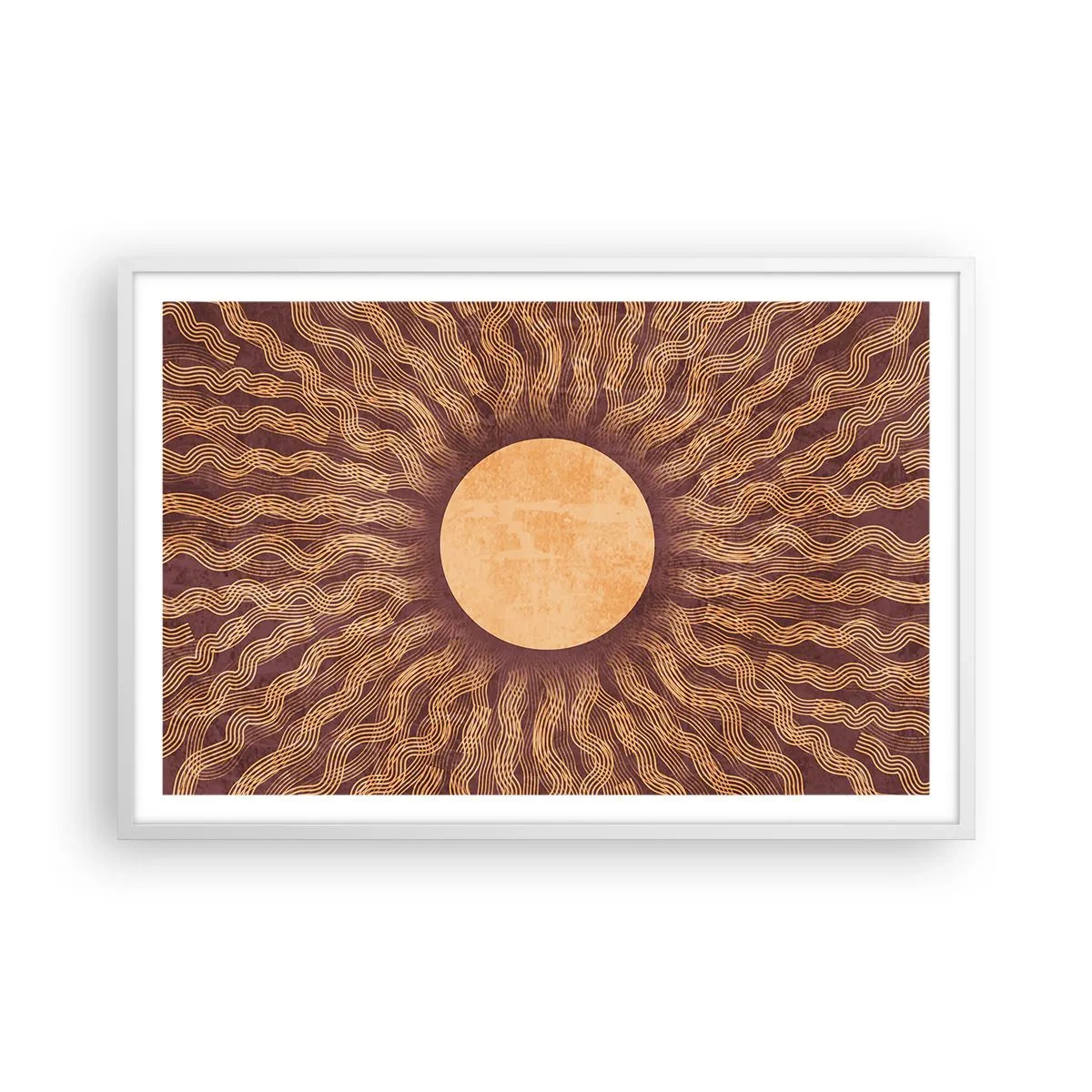 Plakat i hvid ramme - Ikon for solen - 91x61 cm