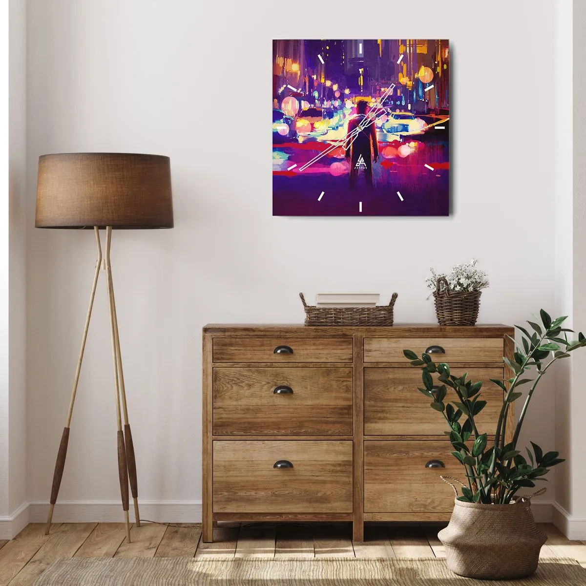 Vægur, Uret - Nedsænket i lys - 30x30 cm