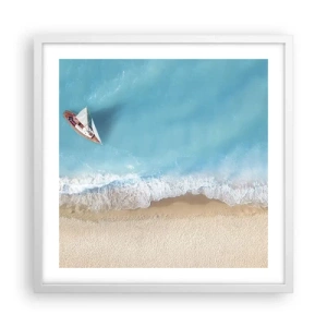 Plakat i hvid ramme - På grænsen mellem blå og guld - 50x50 cm