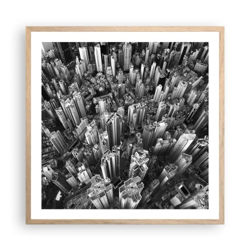 Plakat i ramme af lyst egetræ - Stadig højere og højere - 60x60 cm