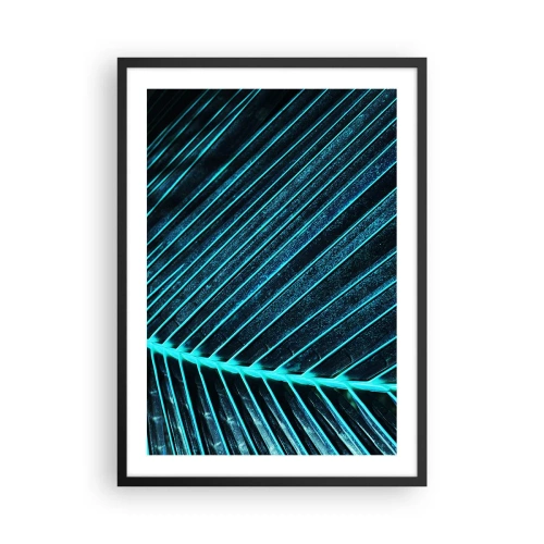 Plakat i sort ramme - Abstrakt bladstruktur i neonfarver - 50x70cm - Tekstur af grønt - Moderne vægdekoration til stue og soveværelse ARTTOR