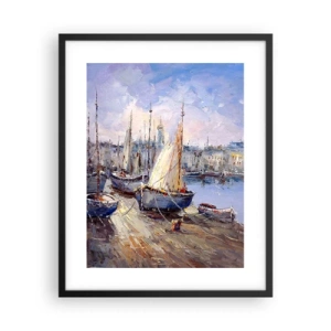 Plakat i sort ramme - By ved bugten - 40x50 cm