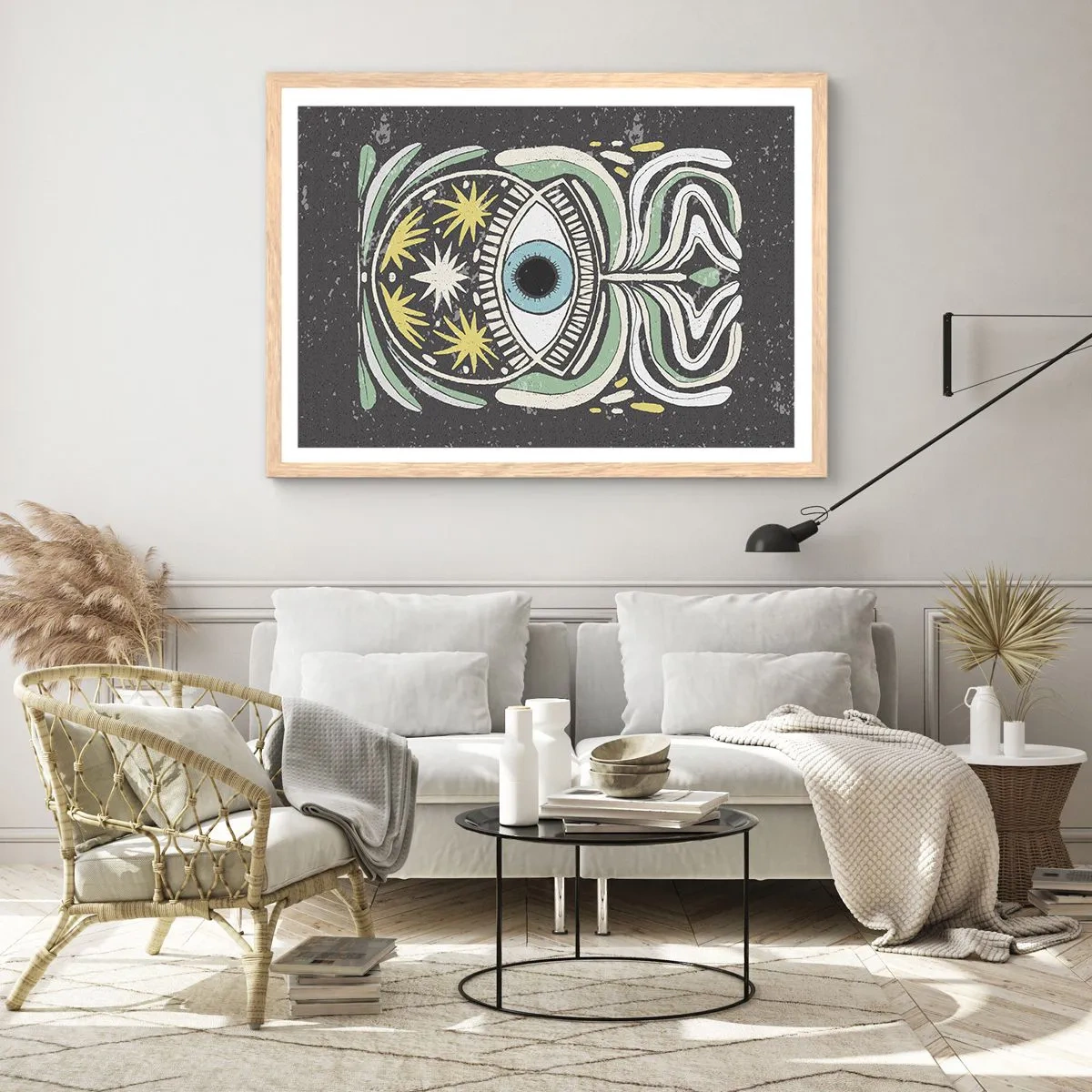 Plakat i ramme af lyst egetræ - Stammeritualer - 70x50 cm