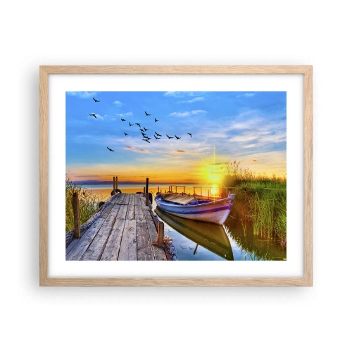 Plakat i ramme af lyst egetræ - Farvel, indtil i morgen - 50x40 cm
