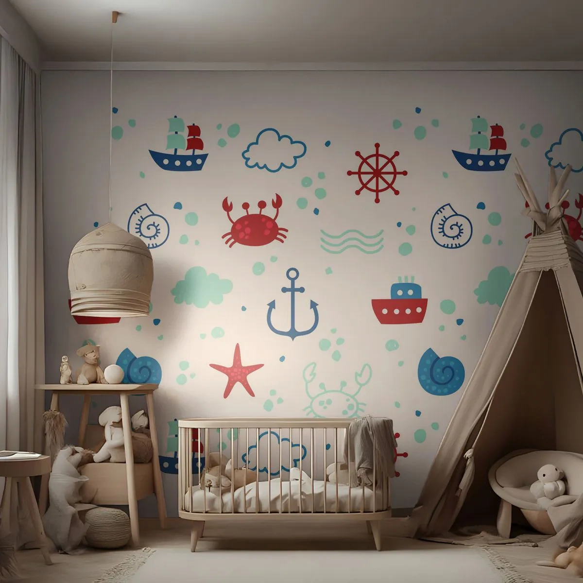 Fototapet Selvklæbende Deluxe Sticker - En fortælling om havet - sejlads, Nautisk, Anker - 150x105 cm