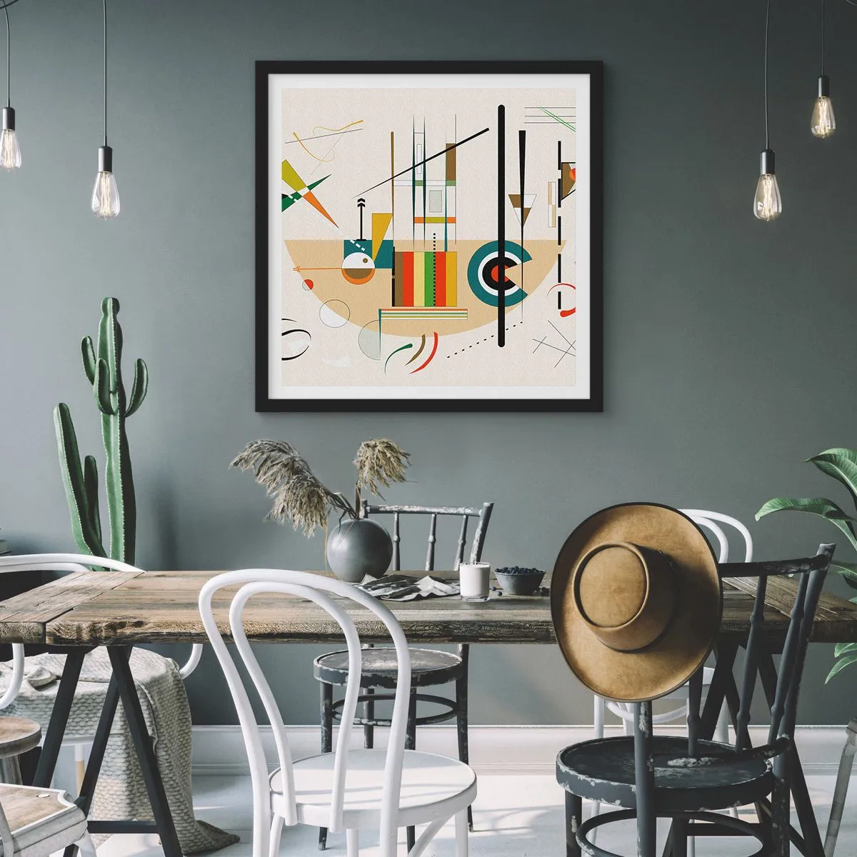 Plakat i sort ramme - Og verden griner - 30x30 cm