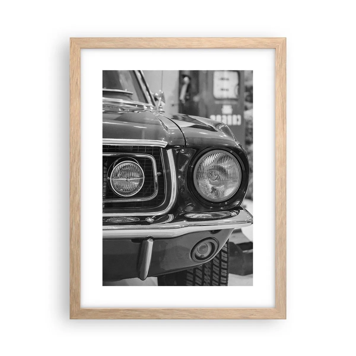 Plakat i ramme af lyst egetræ - Hård kørsel - 30x40 cm