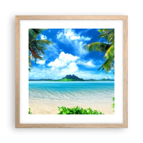 Plakat i ramme af lyst egetræ - Azur i troperne - 40x40 cm