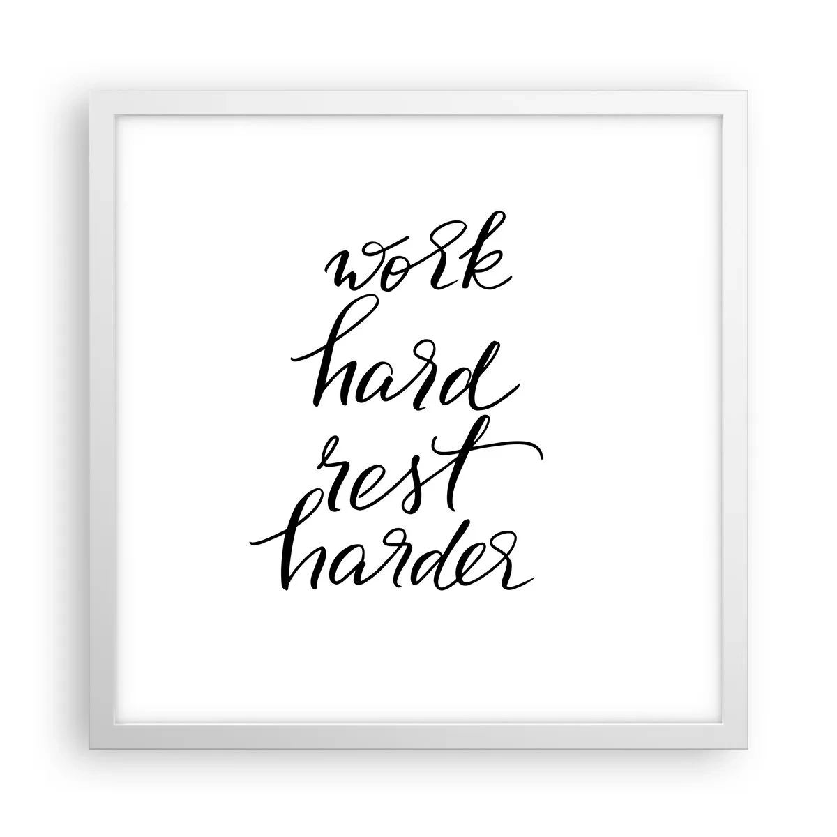 Plakat i hvid ramme - Balance i livet - 40x40 cm