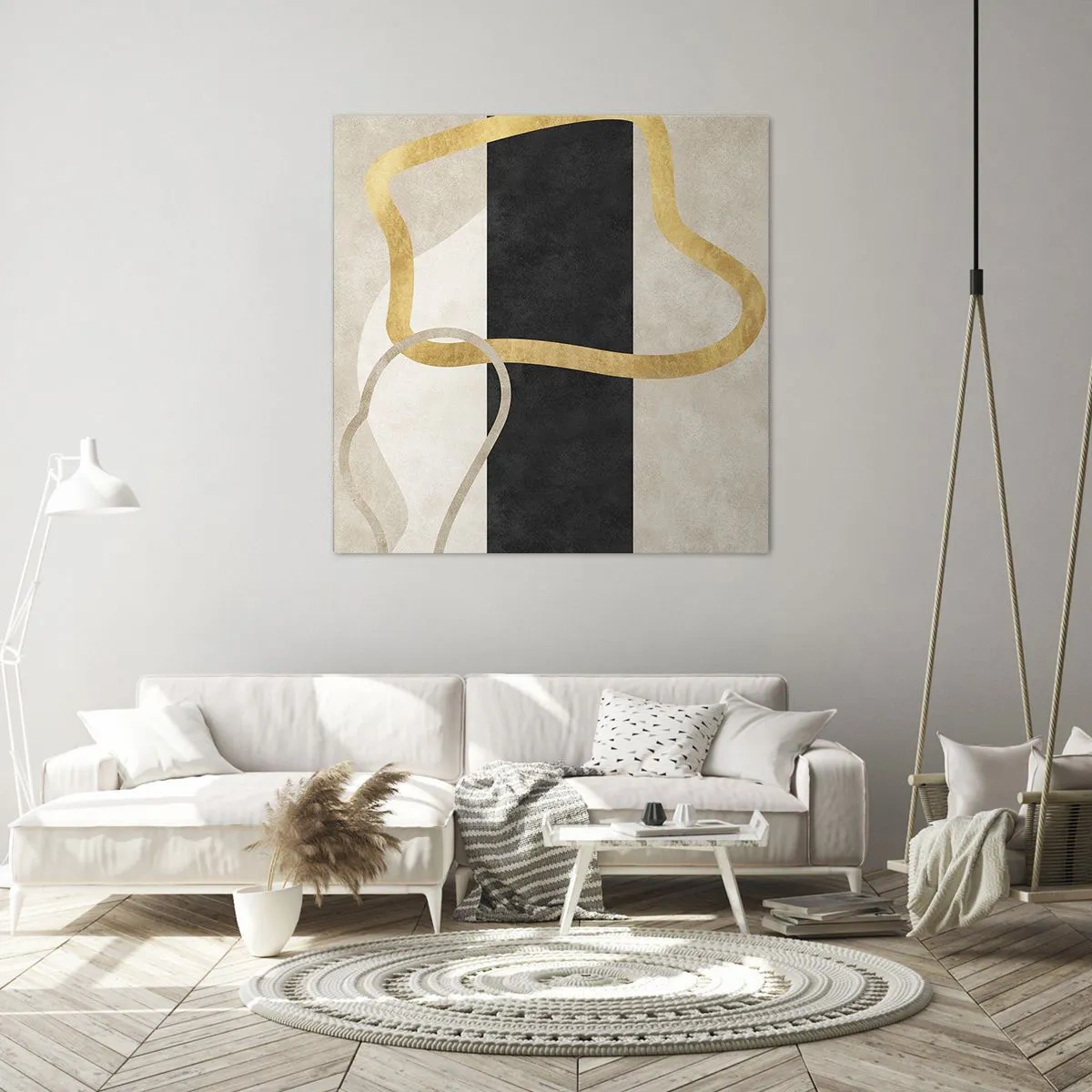 Lærredstryk - Billede på lærred - Sløjfeformede former - 70x70 cm