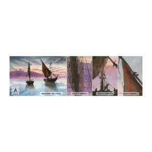 Prøve Fototapet Premium Canvas - Aften i havnen - Sejlbåde, Ved havet, Landskab - 100x30 cm