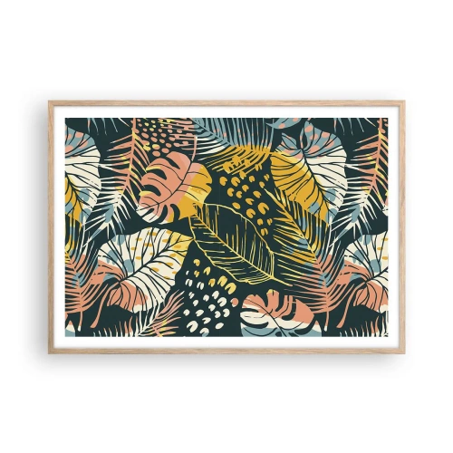 Plakat i ramme af lyst egetræ - Løvrig fantasi - 100x70 cm