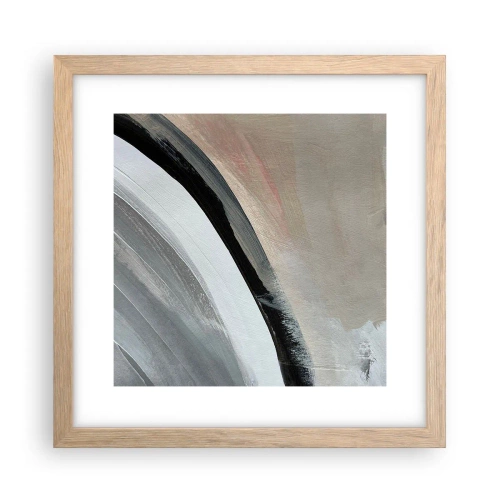 Plakat i ramme af lyst egetræ - Komposition: en bue af sort og gråt - 30x30 cm