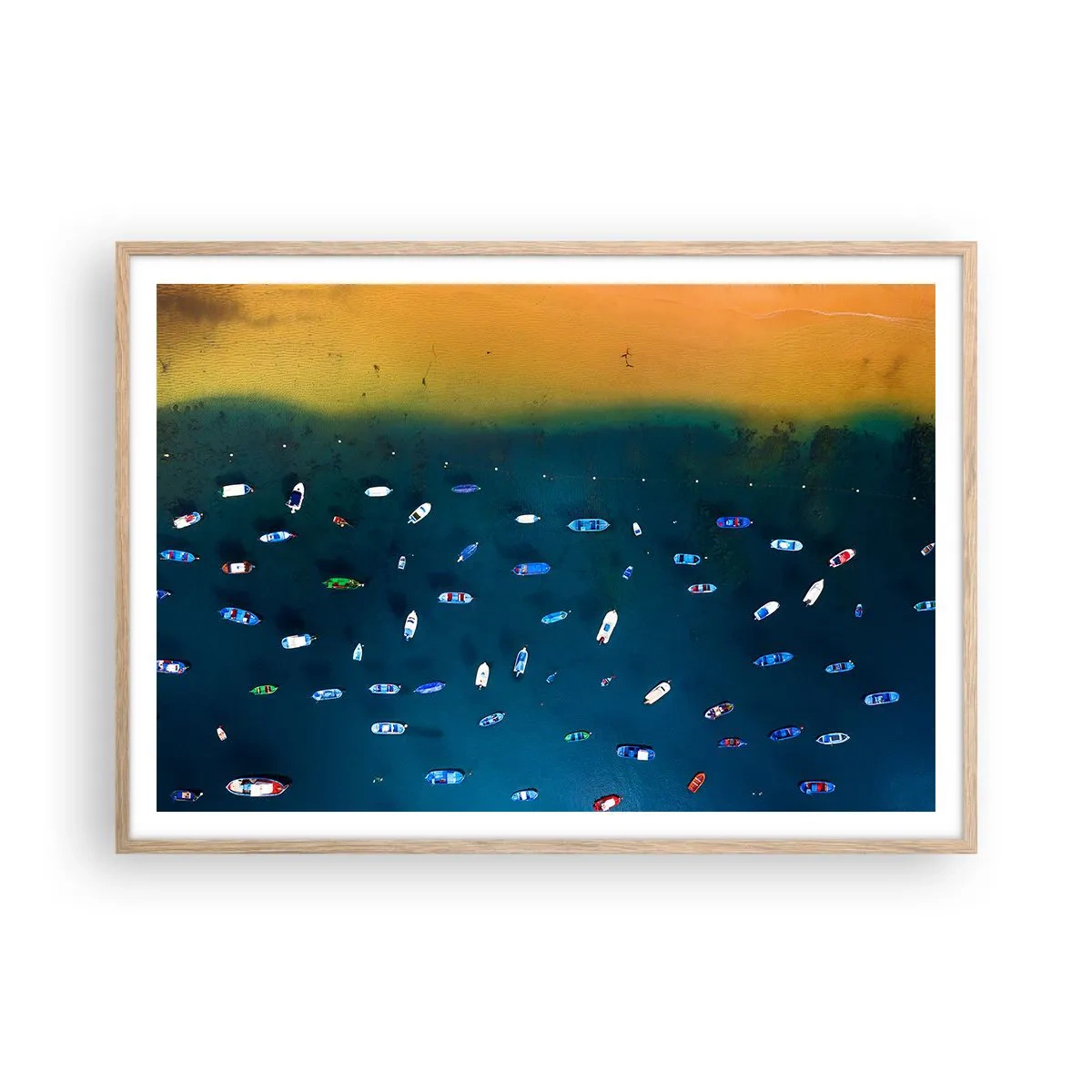 Plakat i ramme af lyst egetræ - En ferieleg - 100x70 cm