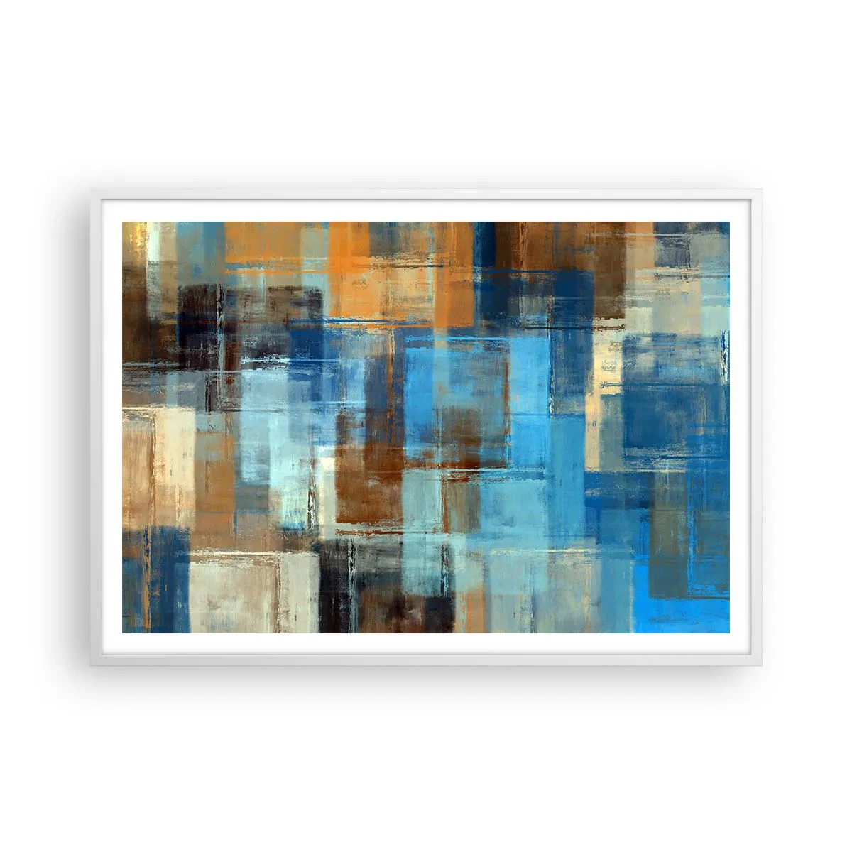 Plakat i hvid ramme - Gennem det blå slør - 100x70 cm
