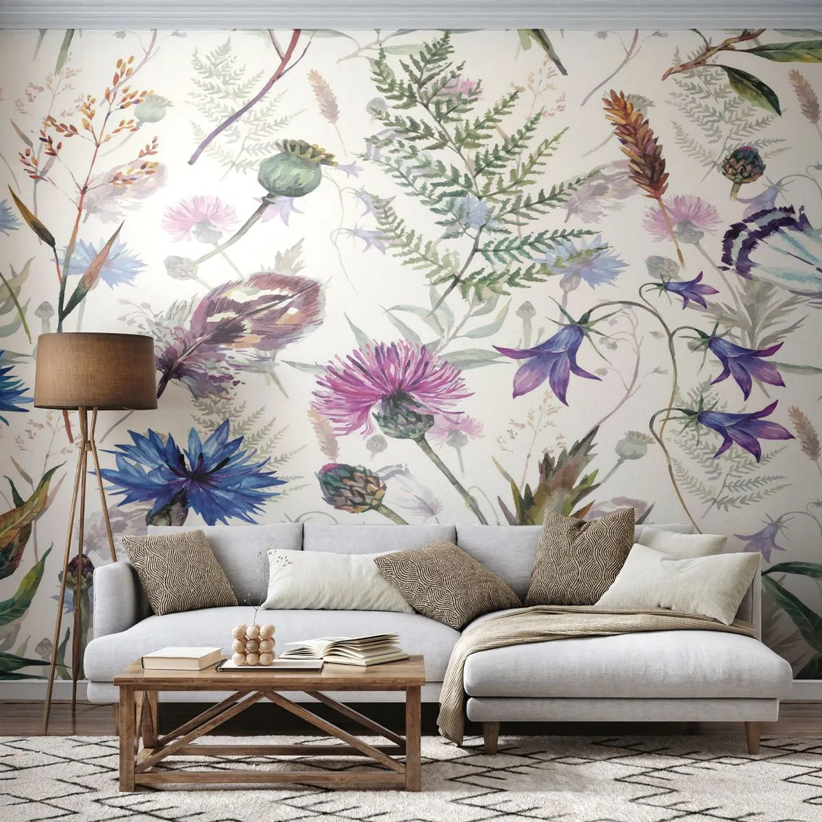 Fototapet Premium Canvas - Polsk herbarium - Mark blomster, Have, Natur - 100x70 cm