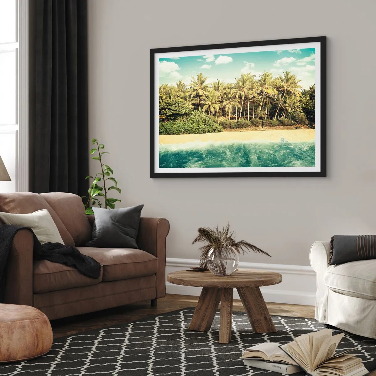 Plakat i sort ramme - Hvad med her? - 100x70 cm