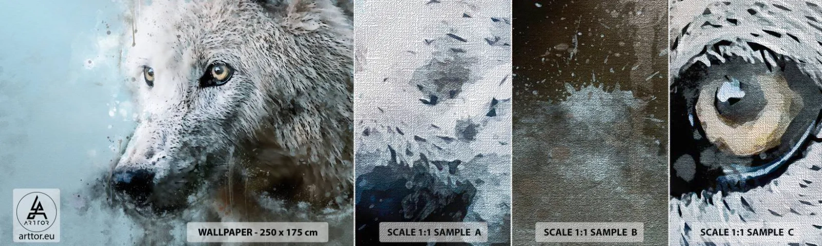 Prøve Fototapet Premium Canvas - Mød ulvesjælen - Dyr, Ulv, Predator - 100x30 cm