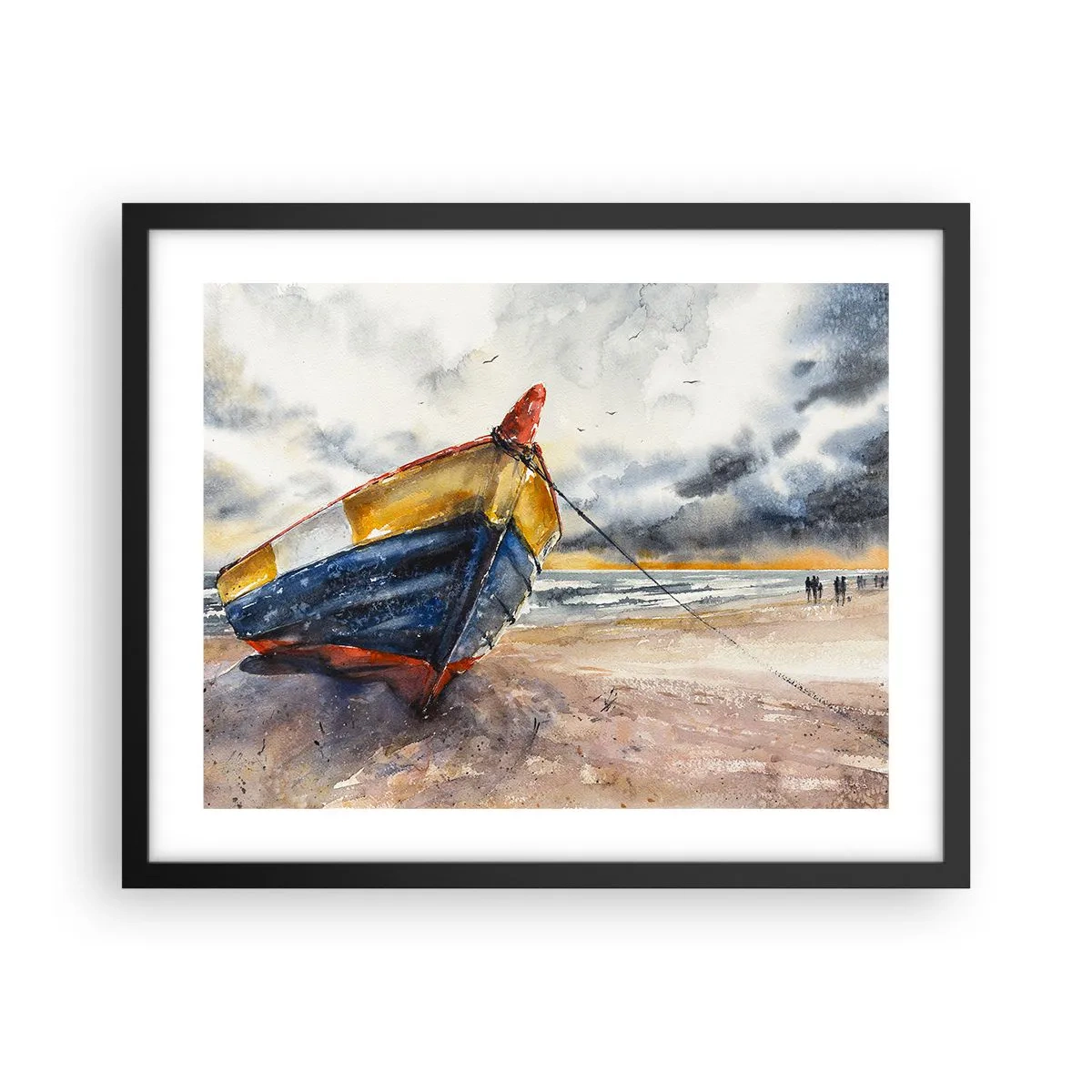 Plakat i sort ramme - Hvile på stranden - 50x40 cm