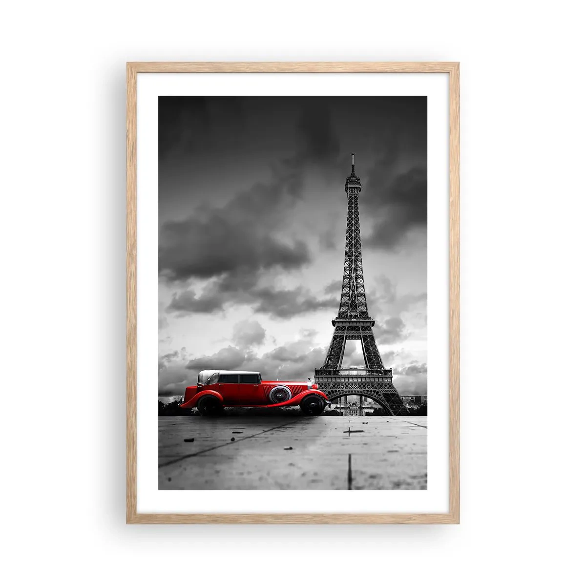 Plakat i ramme af lyst egetræ - For ikke så længe siden i Paris - 50x70 cm