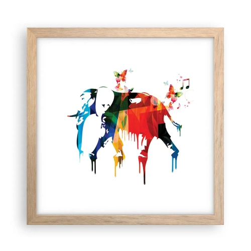 Plakat i ramme af lyst egetræ - Alle kan danse - 30x30 cm