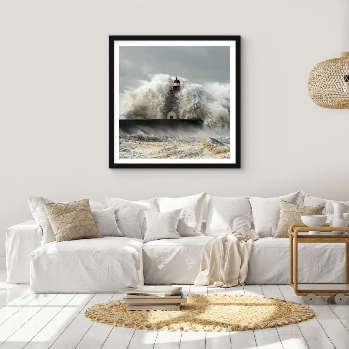 Plakat i sort ramme - Havets vrede - 30x30 cm