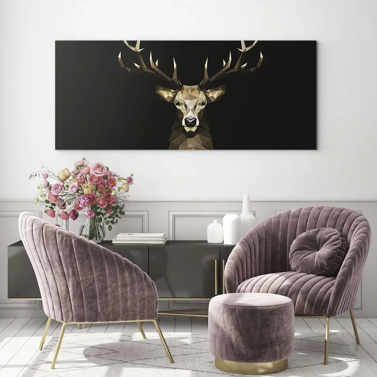 Billede på glas - Kubistisk hjort - 160x50 cm