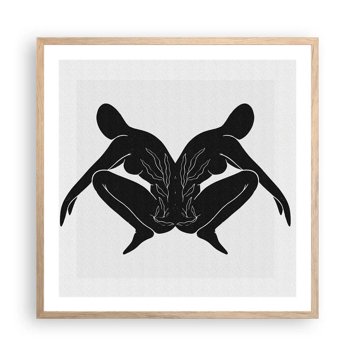 Plakat i ramme af lyst egetræ - En delt sjæl - 60x60 cm