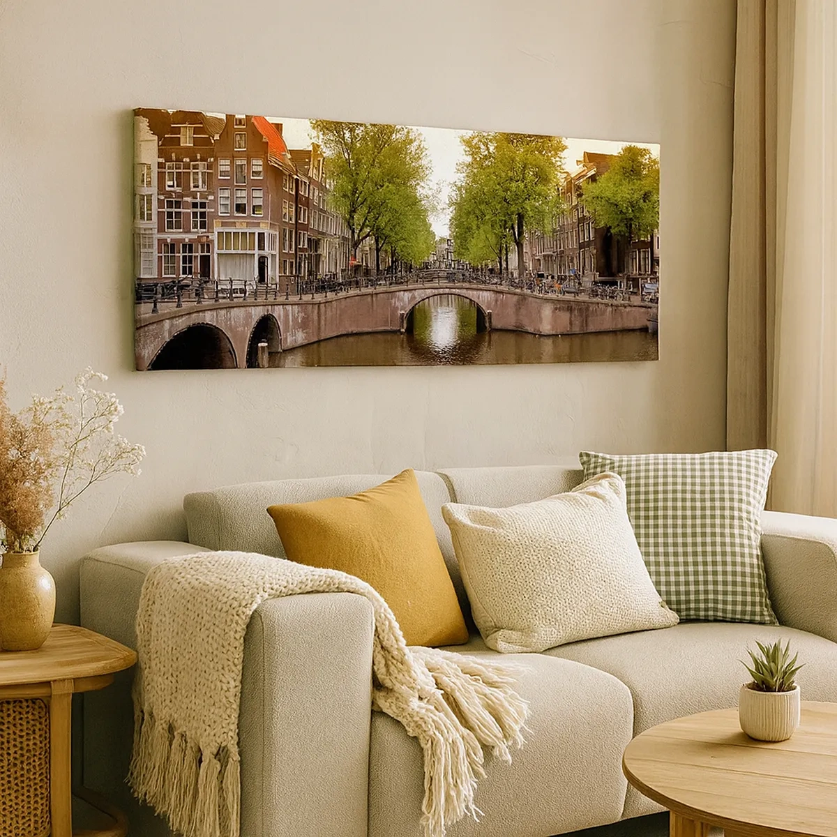 Lærredstryk - Billede på lærred - Med båd eller på cykel? - 30x30 cm